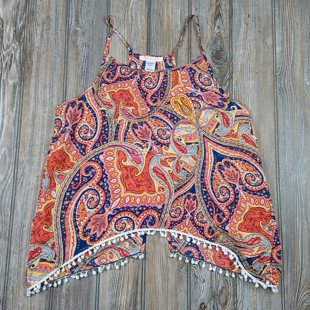 Boho Colorful Love Blossom Lightweight Racerback Flowy Tassel Tank Top